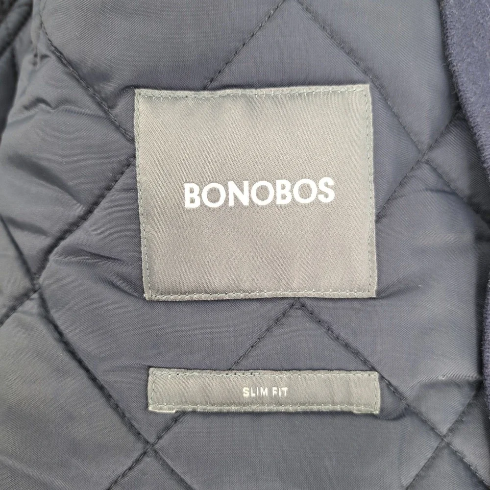 Bonobos Jacket Mens Large Blue Diamond Quilted Full Zip Wool Blend Barn Coat